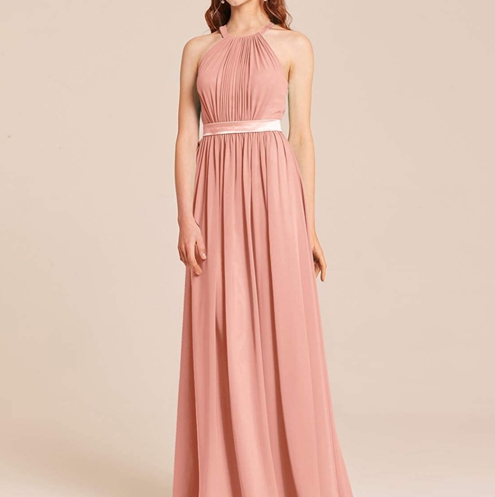 Halter Bridesmaid Dress Long Chiffon